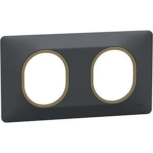 Schneider Ovalis - plaque de finition - 2 postes horizontal - 71mm - anthracite - laiton
