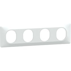 Schneider Ovalis - Plaque de finition - 4 postes Horizontal - entraxe 71 mm - Blanc