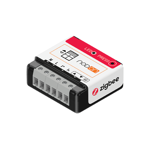 NodOn SIN-4-RS-20 Module Volet Roulant Zigbee 230V AC 3A 280W IP20 température -20 à 60 °C pour contrôle domotique et automatisation.